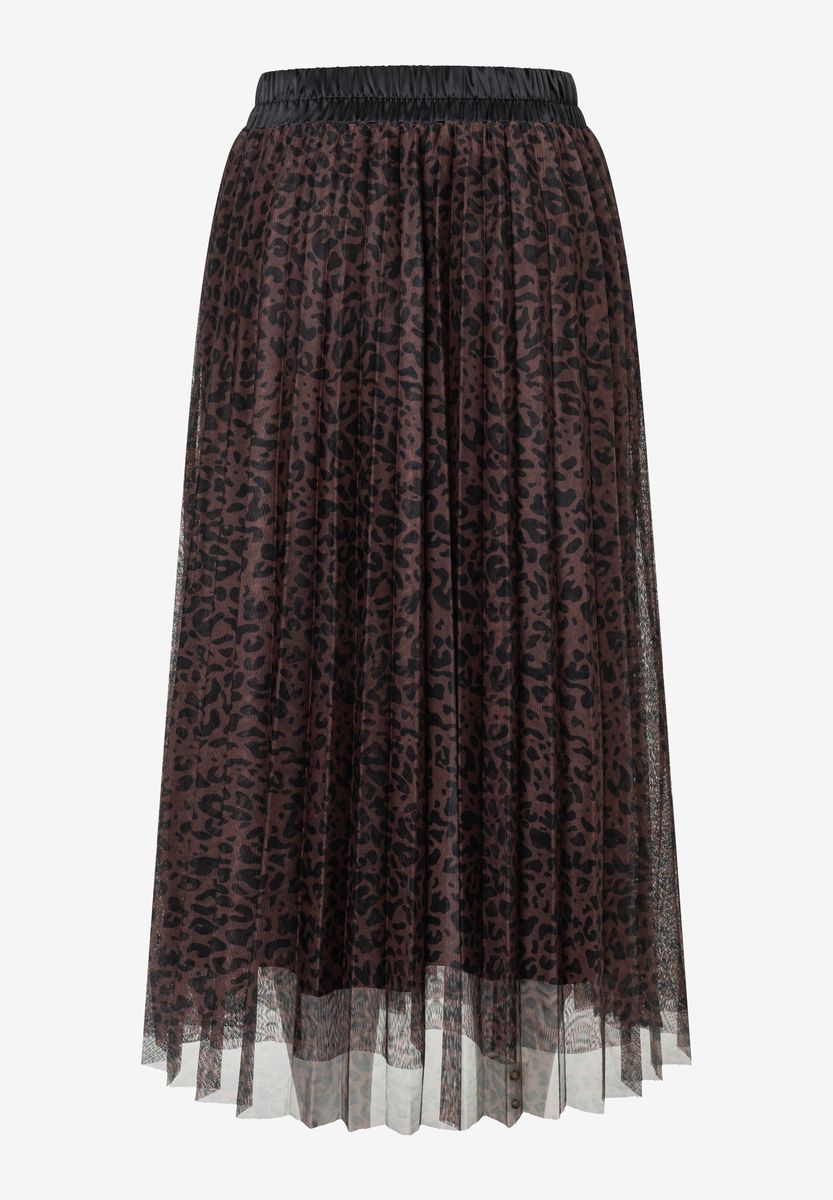Plissierter Mesh-Rock mit Leopardenmuster