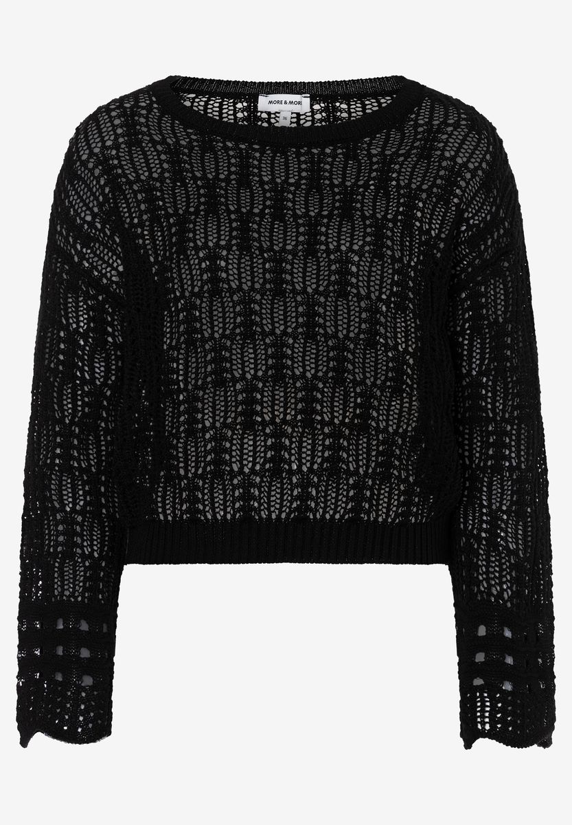 Ajour-Strickpullover mit ausgestellten Ärmeln