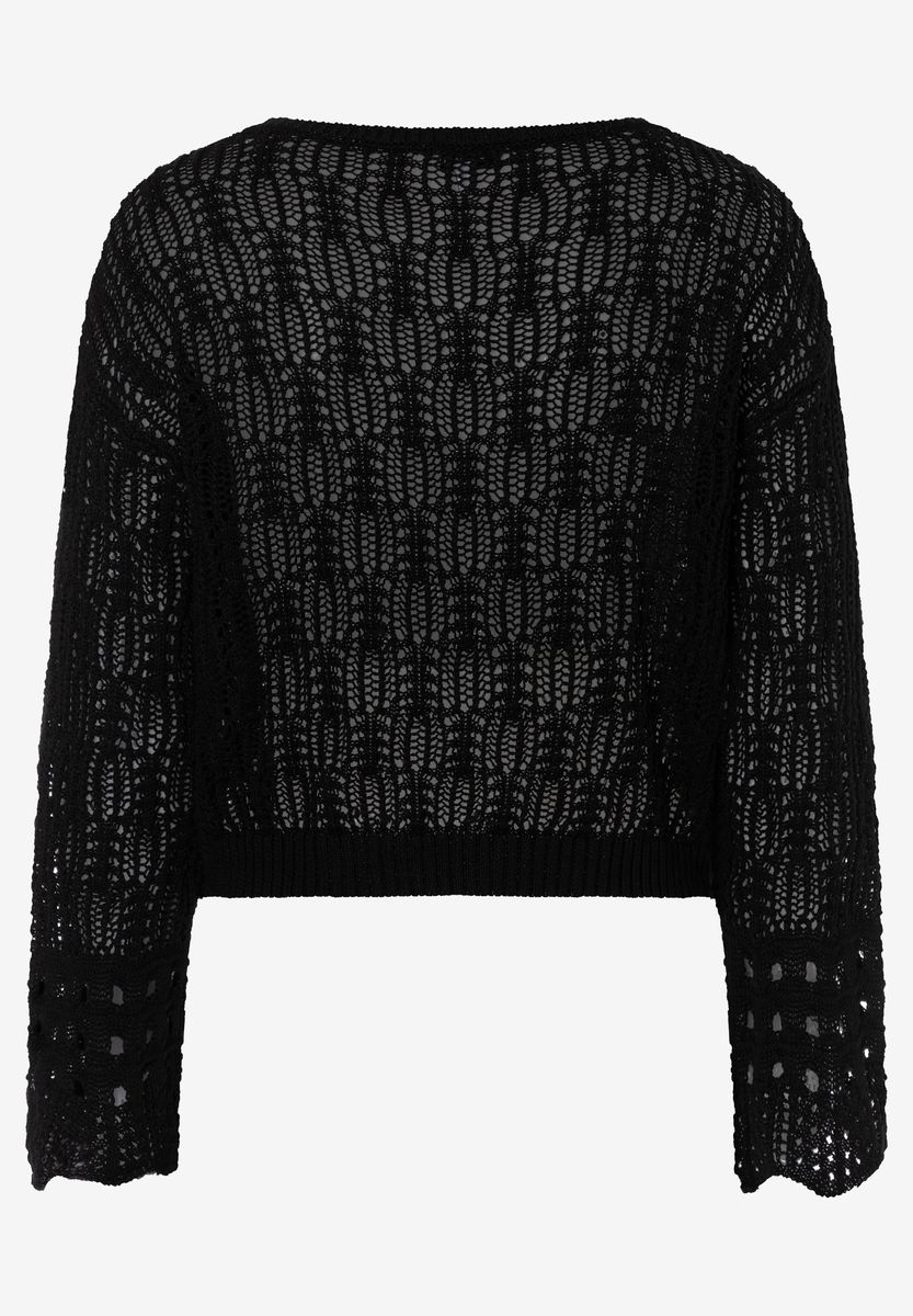 Ajour-Strickpullover mit ausgestellten Ärmeln