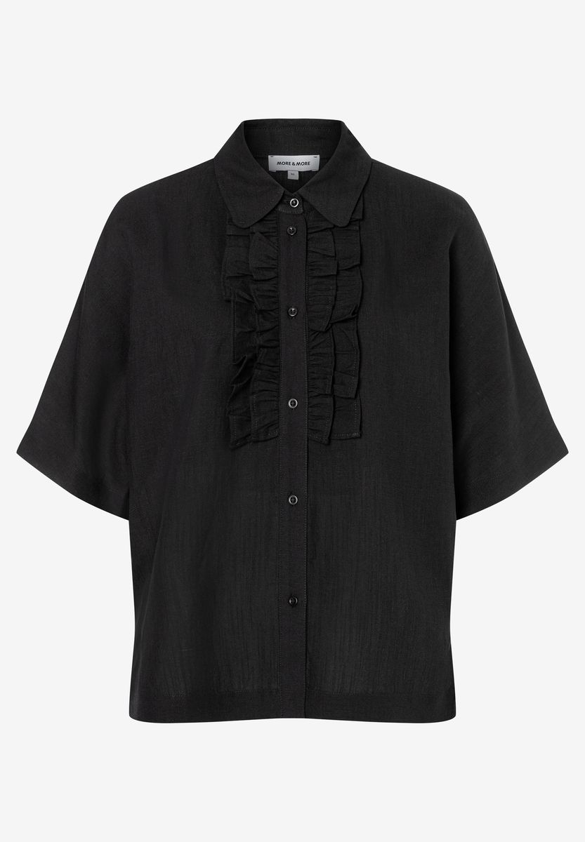 Kurzarm-Bluse mit Rüschenbesatz