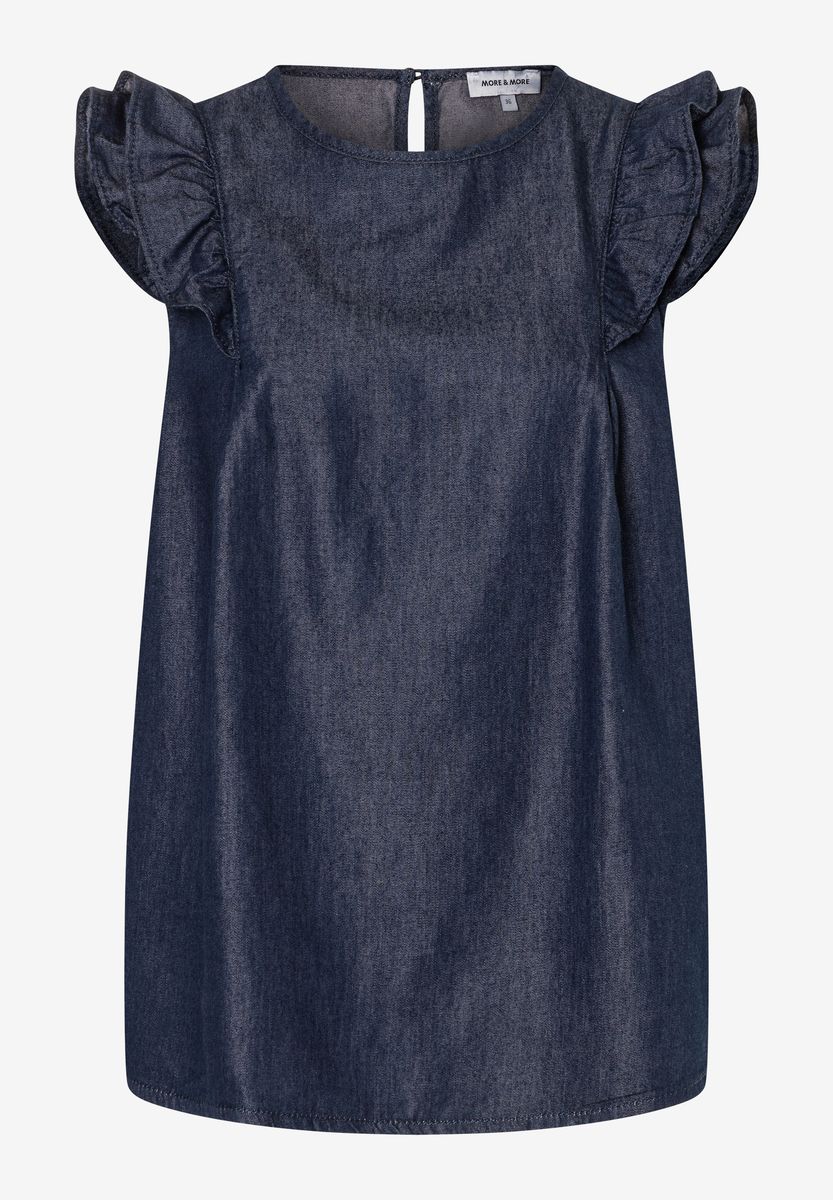 Jeansbluse mit Rüschenärmeln