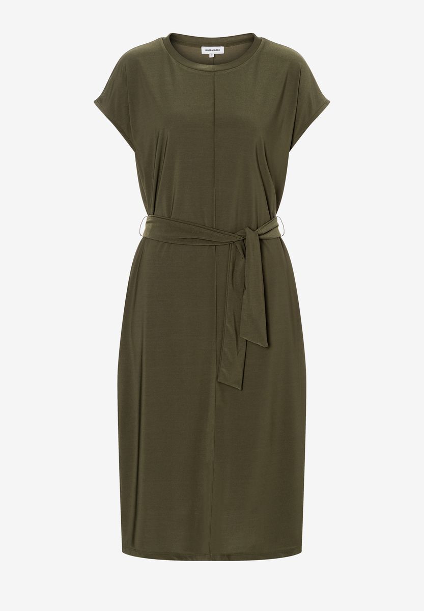 Minimalistisches Jersey-Midikleid mit Gürtel
