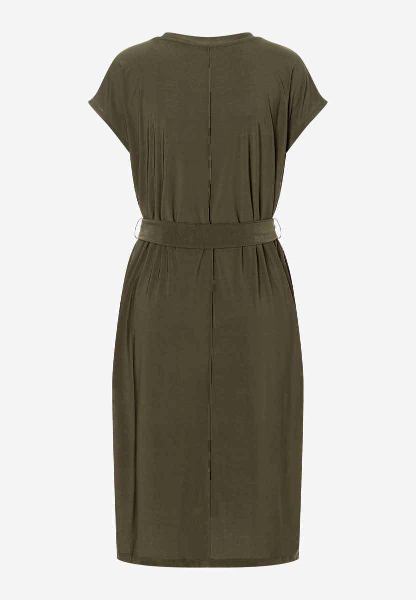 Minimalistisches Jersey-Midikleid mit Gürtel
