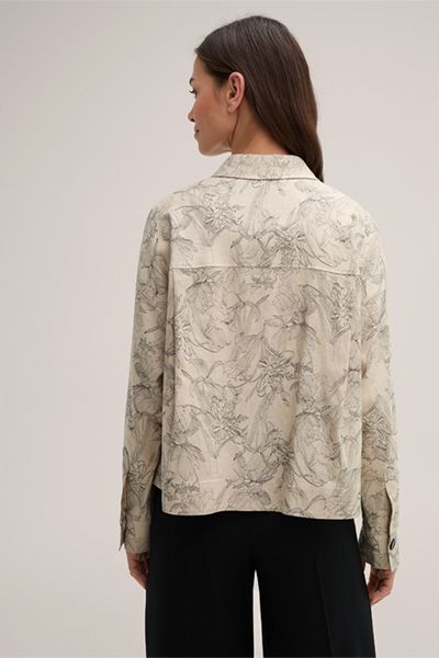 Bedruckte Bluse aus Leinen-Viskose-Mix