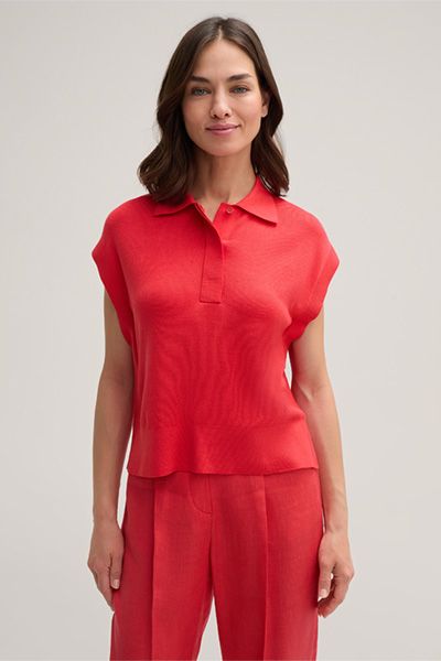 Ärmelloses Seiden-Baumwoll-Poloshirt