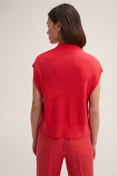 Ärmelloses Seiden-Baumwoll-Poloshirt