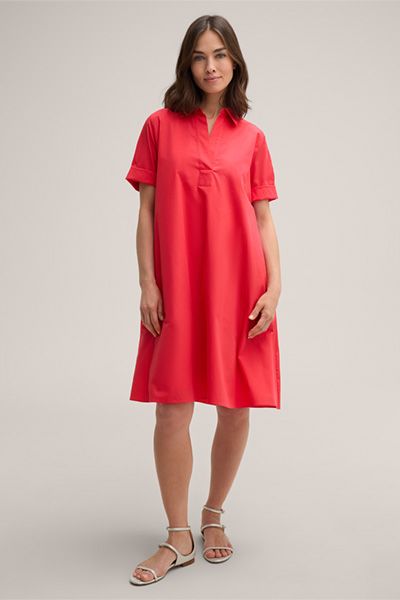 A-Linien-Popeline-Midikleid mit Polokragen