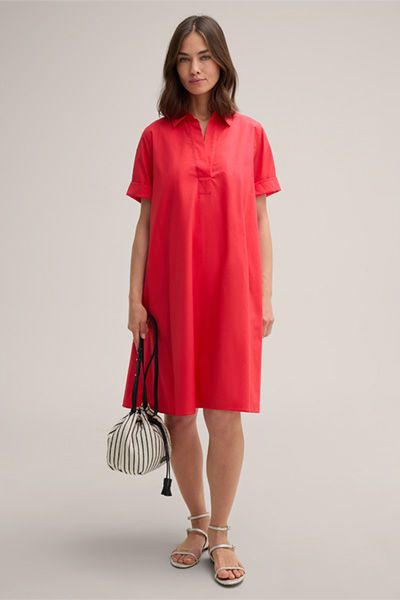 A-Linien-Popeline-Midikleid mit Polokragen