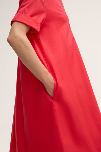 A-Linien-Popeline-Midikleid mit Polokragen
