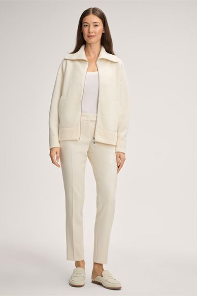 Double-Knit Schurwolljacke mit Reißverschluss