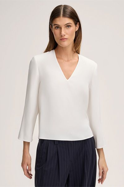 Elegante V-Ausschnitt Crepe Bluse