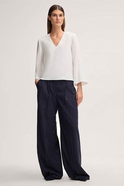 Elegante V-Ausschnitt Crepe Bluse