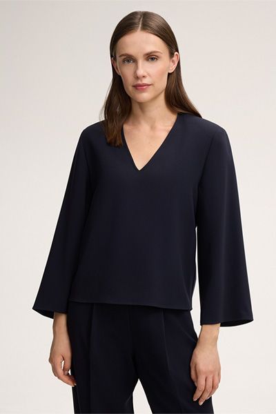Elegante Crepe-Bluse mit V-Ausschnitt