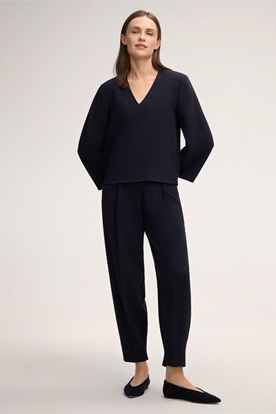 Elegante Crepe-Bluse mit V-Ausschnitt