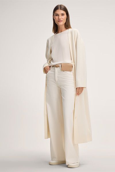 Langer V-Ausschnitt Cardigan in Doppelstrick