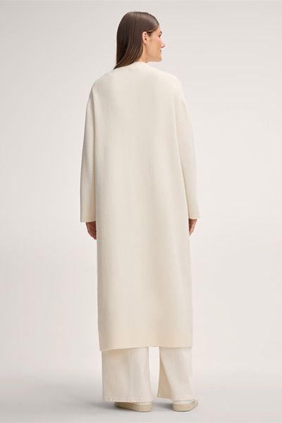 Langer V-Ausschnitt Cardigan in Doppelstrick