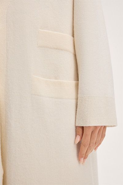Langer V-Ausschnitt Cardigan in Doppelstrick