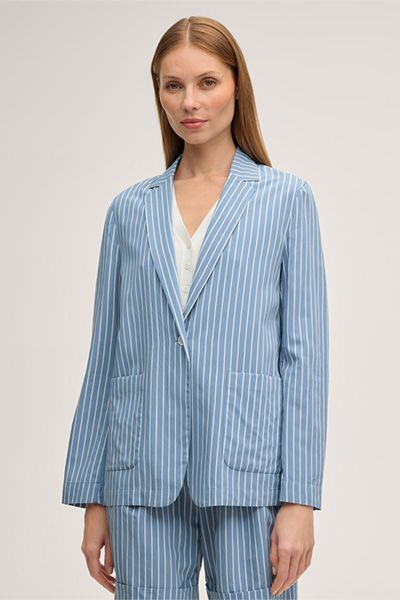 Gestreifter Viskose-Blazer in Relaxed-Passform