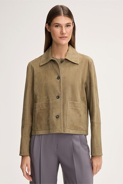 Minimalistische Hemdjacke aus Ziegenvelours
