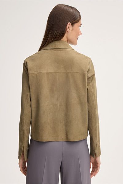 Minimalistische Hemdjacke aus Ziegenvelours