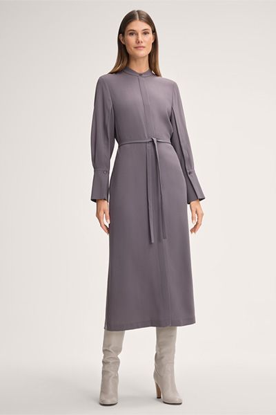 Elegantes Midi-Hemdblusenkleid aus Crêpe