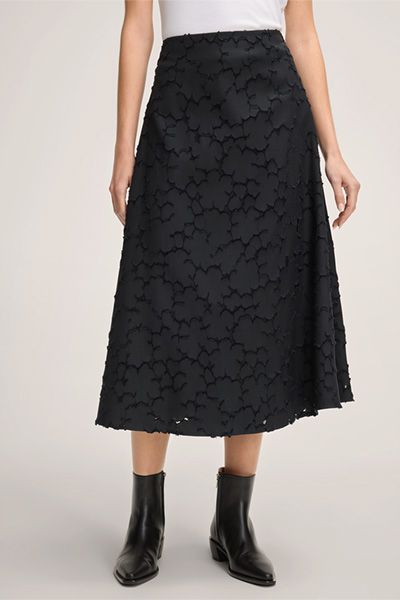 Midi-Rock aus floralem Jacquard