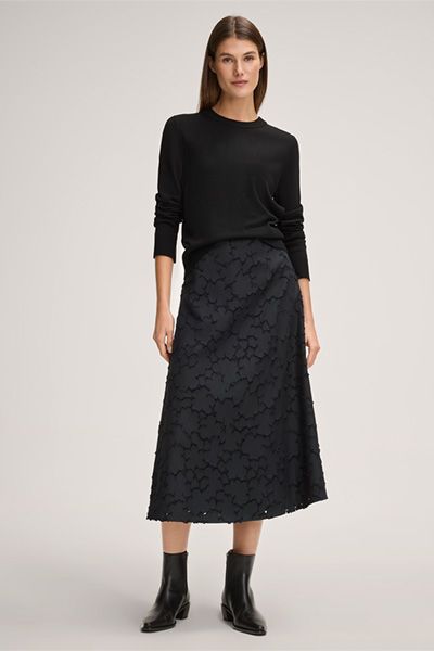 Midi-Rock aus floralem Jacquard