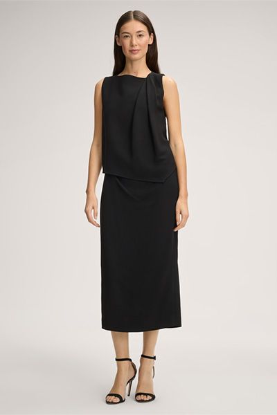 Asymmetrisches drapiertes Crêpe-Top