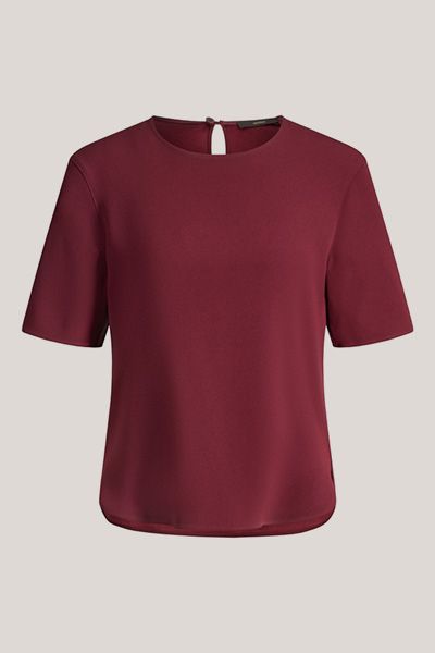 Kurzärmelige Crepe-Bluse mit Schlüsselloch-Detail