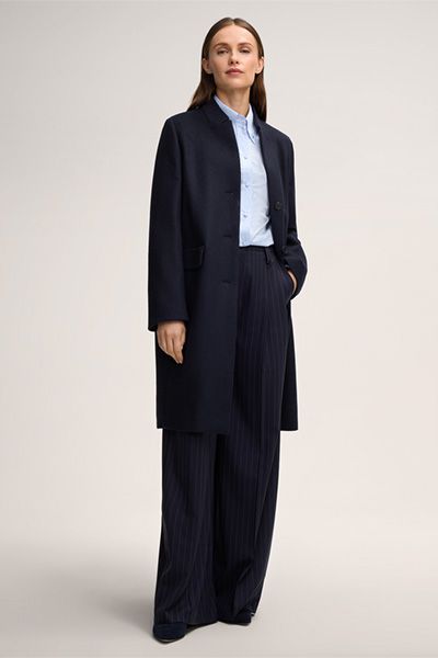 Baumwoll-Popeline Button-Down mit Kellerfalte