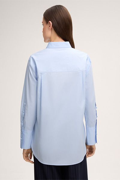 Baumwoll-Popeline Button-Down mit Kellerfalte