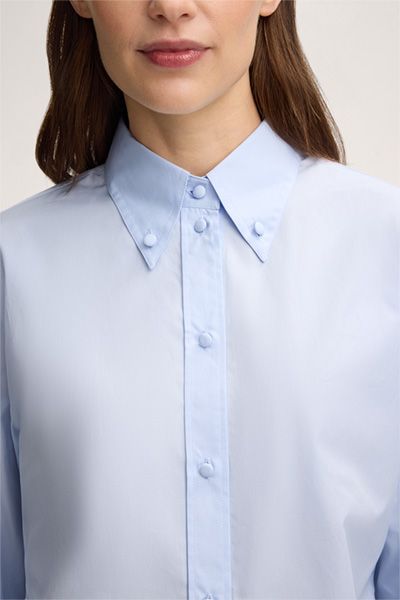 Baumwoll-Popeline Button-Down mit Kellerfalte