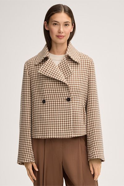 Zweireihige Kurzjacke mit Hahnentritt-Muster