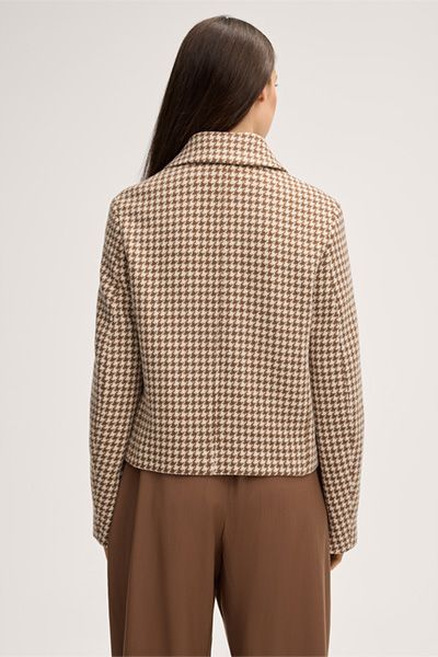 Zweireihige Kurzjacke mit Hahnentritt-Muster