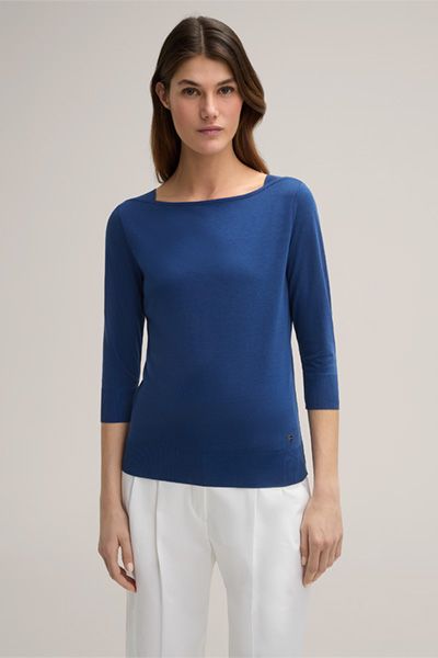 U-Boot-Ausschnitt Shirt mit Dreiviertelarm