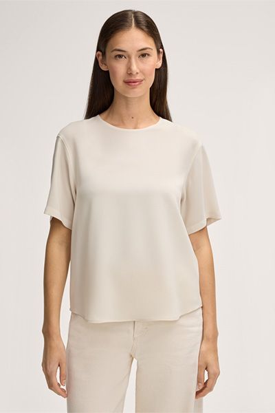 Puristische Kurzarm-Bluse aus Crêpe