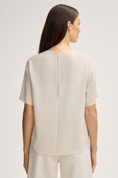 Puristische Kurzarm-Bluse aus Crêpe
