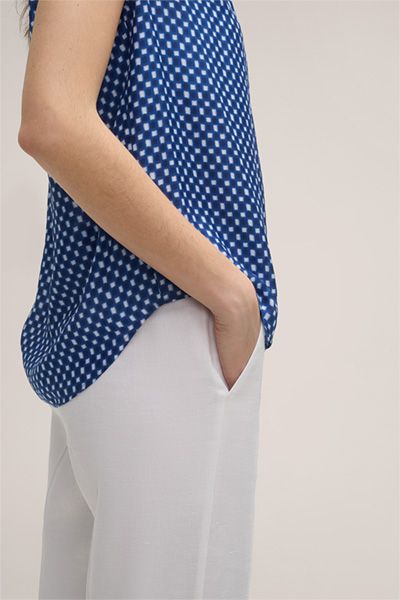 Ärmelloses Print-Top aus Seidenmix