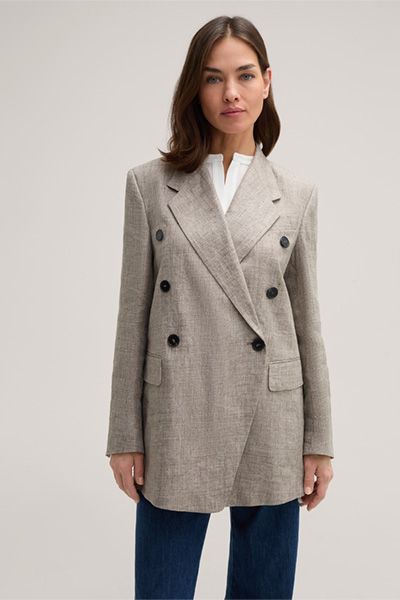 Oversize-Doppelreiher-Blazer aus Leinen