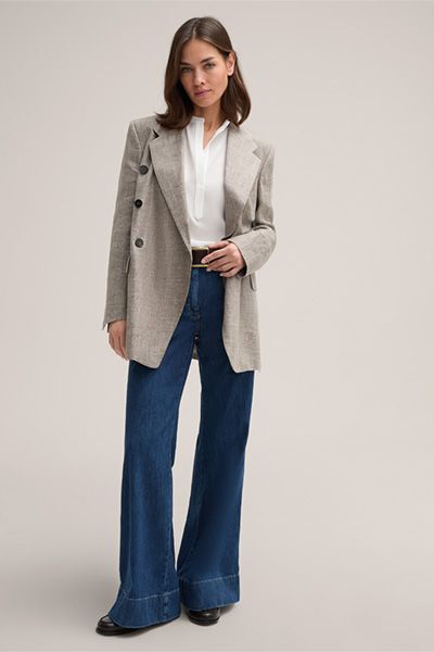 Oversize-Doppelreiher-Blazer aus Leinen