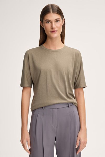 Lässiges T-Shirt mit Rippsaum