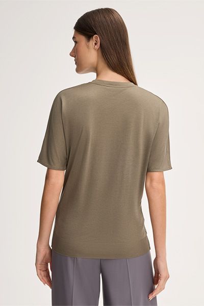 Lässiges T-Shirt mit Rippsaum