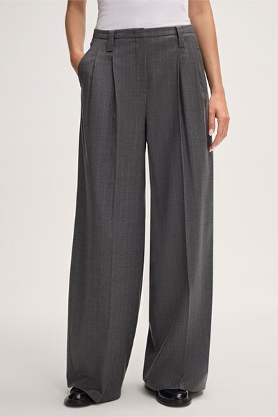 Weite Nadelstreifen-Hose aus Flanell