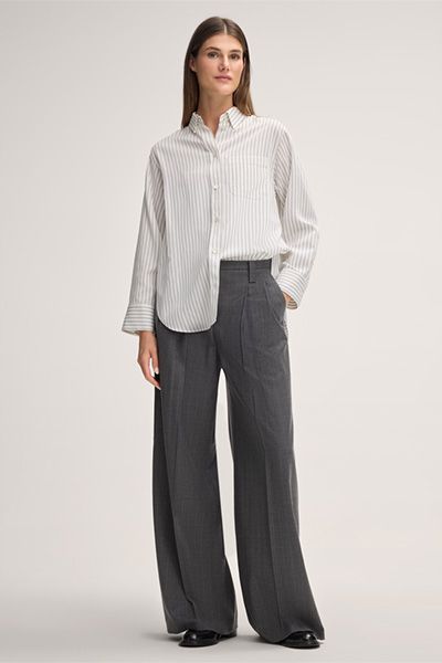 Weite Nadelstreifen-Hose aus Flanell