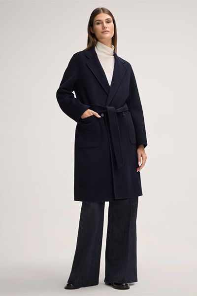 Eleganter Doubleface-Wollmantel mit Bindegürtel