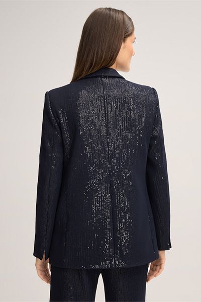 Pailletten-Chiffon-Blazer mit Schalkragen