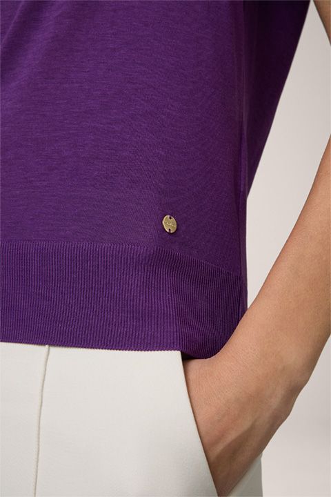 Fließendes V-Ausschnitt Lyocell-Baumwoll Shirt