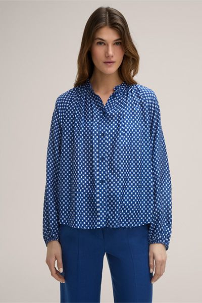 Seidenmix-Bluse mit Mosaik-Muster
