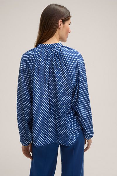 Seidenmix-Bluse mit Mosaik-Muster