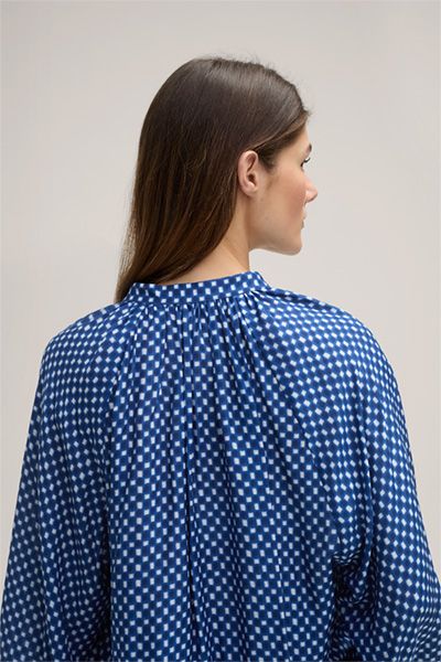 Seidenmix-Bluse mit Mosaik-Muster